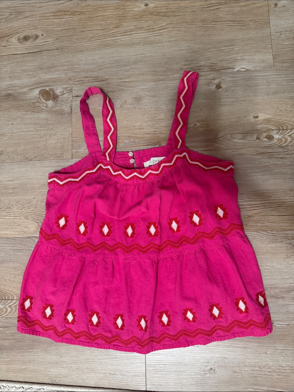 LOFT Girls Bright Fuchsia Embroidered Top